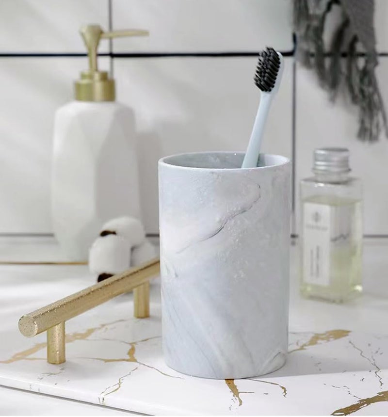 RabyLeo Marble ceramic mug, creative toothbrush holder, simple drinking cup. (Grey) - Image 4